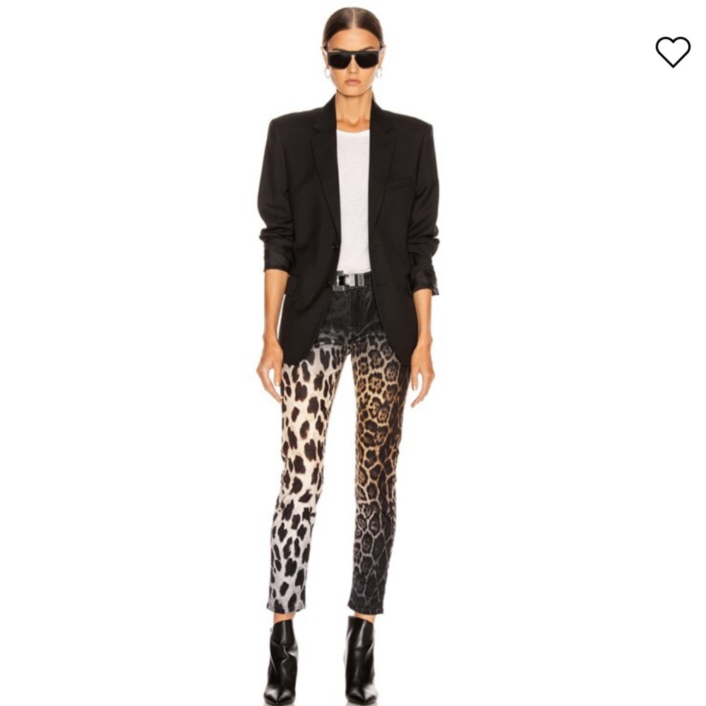 R13 Faded Black Leopard Jean